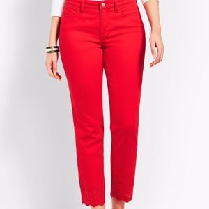 Talbots Scallop-Hem Denim Slim Ankle Size 6 in Classic Red